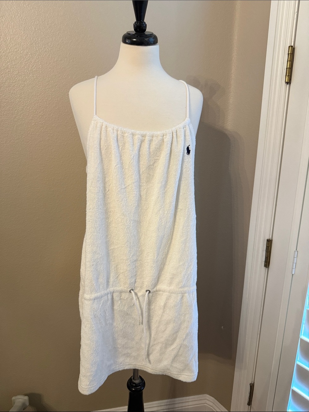 Ralph Lauren White Terry Cover-Up Dress with Drawstring